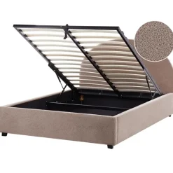 Beliani VAUCLUSE - Bed met opbergruimte - Taupe - 140 x 200 cm - Bouclé