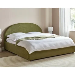Beliani VAUCLUSE - Bed met opbergruimte - Olijfgroen - 180 x 200 cm - Bouclé