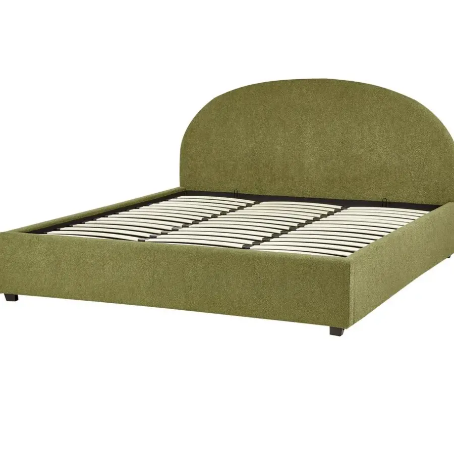 Beliani VAUCLUSE - Bed met opbergruimte - Olijfgroen - 180 x 200 cm - Bouclé