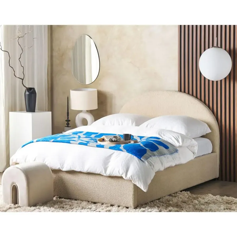 Twijfelaars-Beliani VAUCLUSE - Bed met opbergruimte - Beige - 140 x 200 cm - Polyester