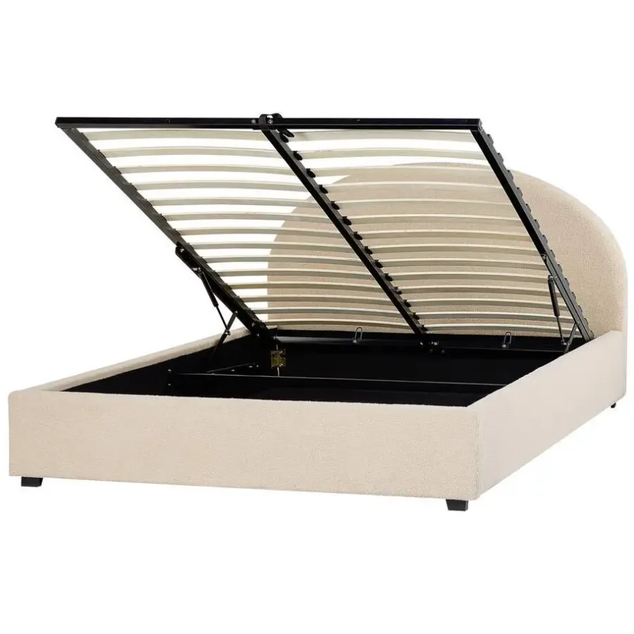 Twijfelaars-Beliani VAUCLUSE - Bed met opbergruimte - Beige - 140 x 200 cm - Polyester