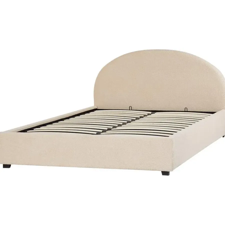 Twijfelaars-Beliani VAUCLUSE - Bed met opbergruimte - Beige - 140 x 200 cm - Polyester