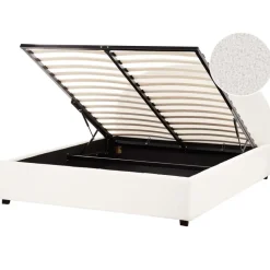 Beliani VAUCLUSE - Bed met opbergruimte - Gebroken wit - 160 x 200 cm - Bouclé