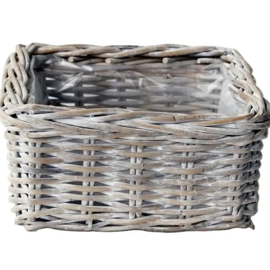 Van der Leeden VD Leeden Opbergmand - antiek wit - 30 x 30 x 15 cm - rotan