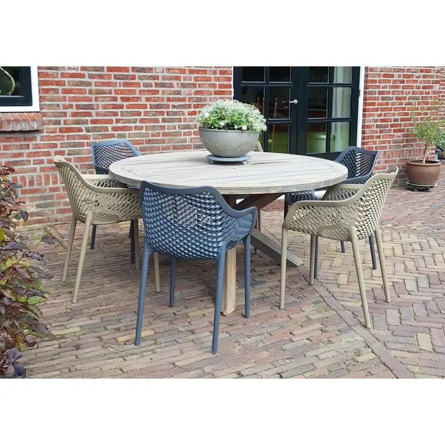 Tuinstoelen-Madino Terrasmeubilair VDG - Madino Air stapelbare stoel - Grijs