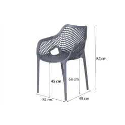 Tuinstoelen-Madino Terrasmeubilair VDG - Madino Air stapelbare stoel - Grijs