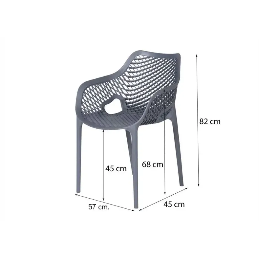 Tuinstoelen-Madino Terrasmeubilair VDG - Madino Air stapelbare stoel - Grijs