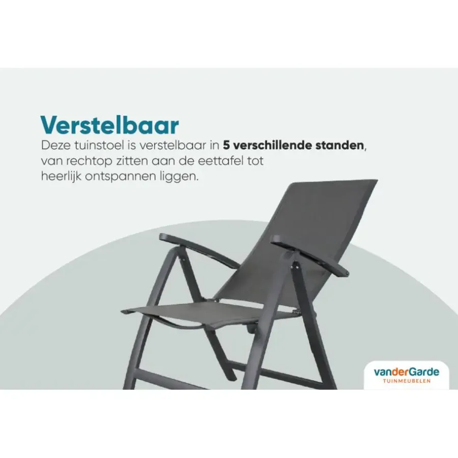 Tuinstoelen-Van der Garde Tuinmeubelen - Premium VDG Corsica verstelbare tuinstoel - Antraciet