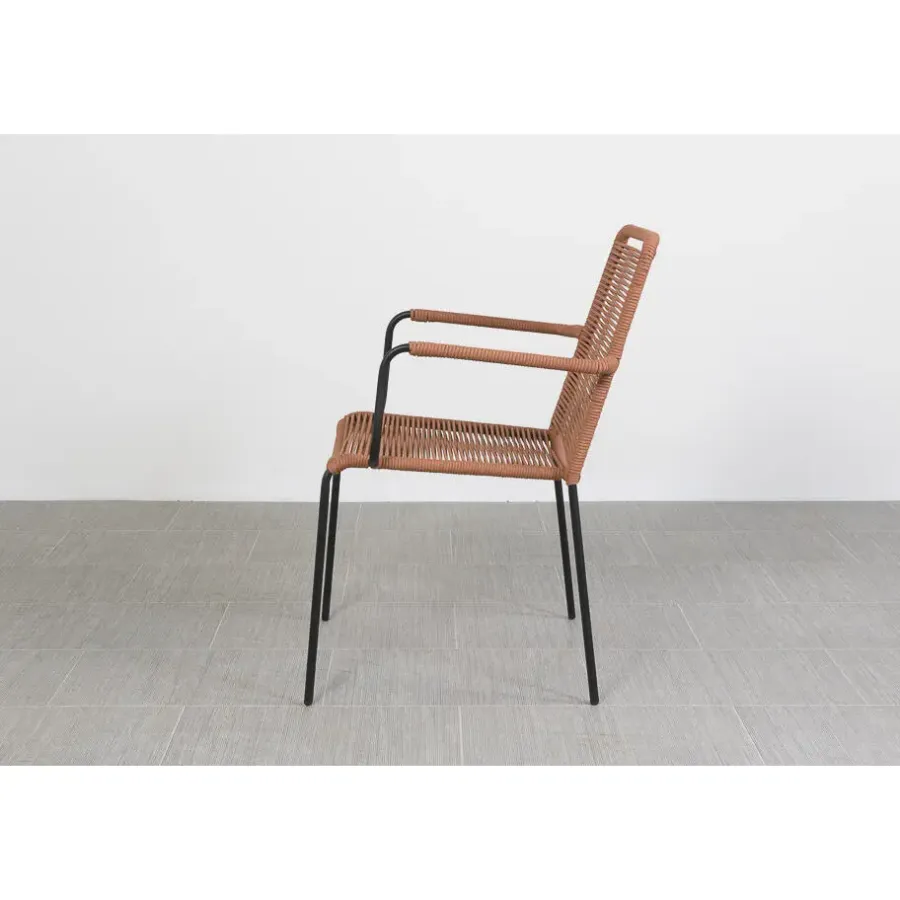 Tuinstoelen-Van der Garde Tuinmeubelen - Premium VDG Denver rope stapelbare tuinstoel Terracotta