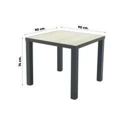 Van der Garde Tuinmeubelen - Premium VDG Nola tuintafel 90x90 cm. - Antraciet/Houtlook