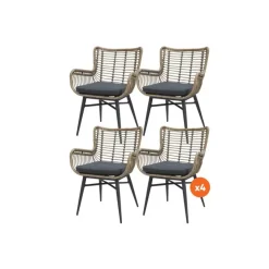Tuinstoelen-Van der Garde Tuinmeubelen - Premium VDG Set van 4 - Jasmine dining tuinstoel - Naturel