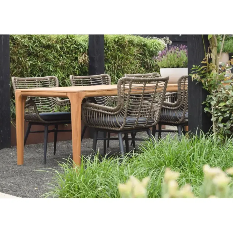 Tuinstoelen-Van der Garde Tuinmeubelen - Premium VDG Set van 4 - Jasmine dining tuinstoel - Naturel