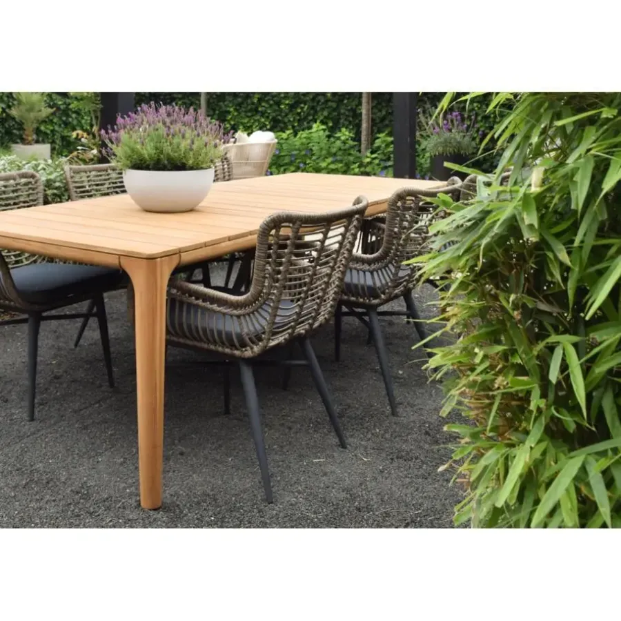 Tuinstoelen-Van der Garde Tuinmeubelen - Premium VDG Set van 4 - Jasmine dining tuinstoel - Naturel