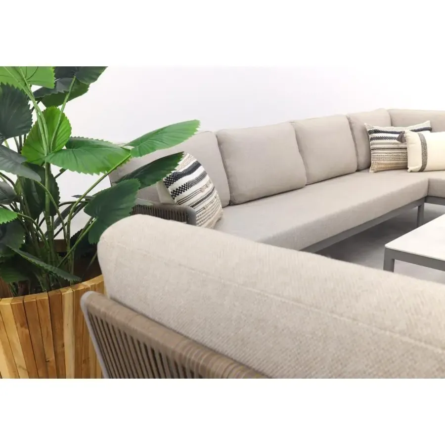 Van der Garde Tuinmeubelen - Premium VDG Sierra hoek loungeset + loungestoel - Naturel/Grijs