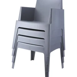 Tuinstoelen-Siesta Exclusive VDG Siesta Box stapelbare stoel - Donkergrijs