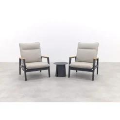 Bistro- & Balkonsets-Van der Garde Tuinmeubelen - Premium VDG Solaro/Velora verstelbare loungestoelen set (3-delig) - Royal grey / Zand