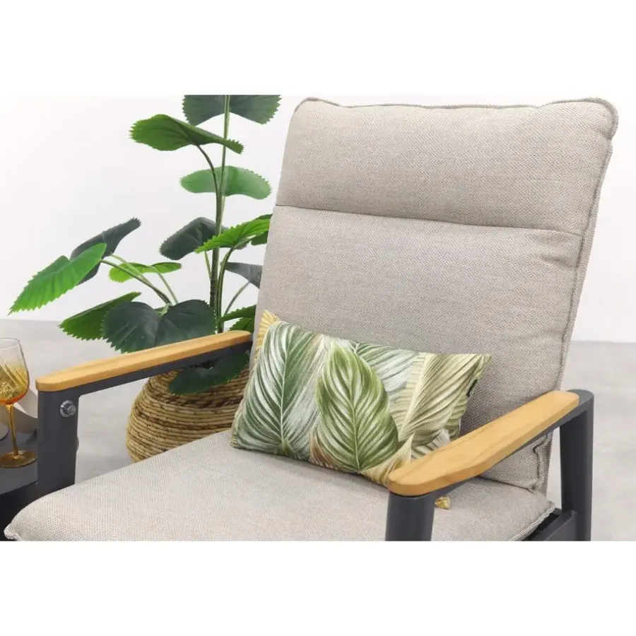 Bistro- & Balkonsets-Van der Garde Tuinmeubelen - Premium VDG Solaro/Velora verstelbare loungestoelen set (3-delig) - Royal grey / Zand