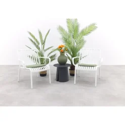 Bistro- & Balkonsets-Van der Garde Tuinmeubelen - Premium VDG Stripe/Velora loungestoelen set (3-delig) - Wit/Royal grey