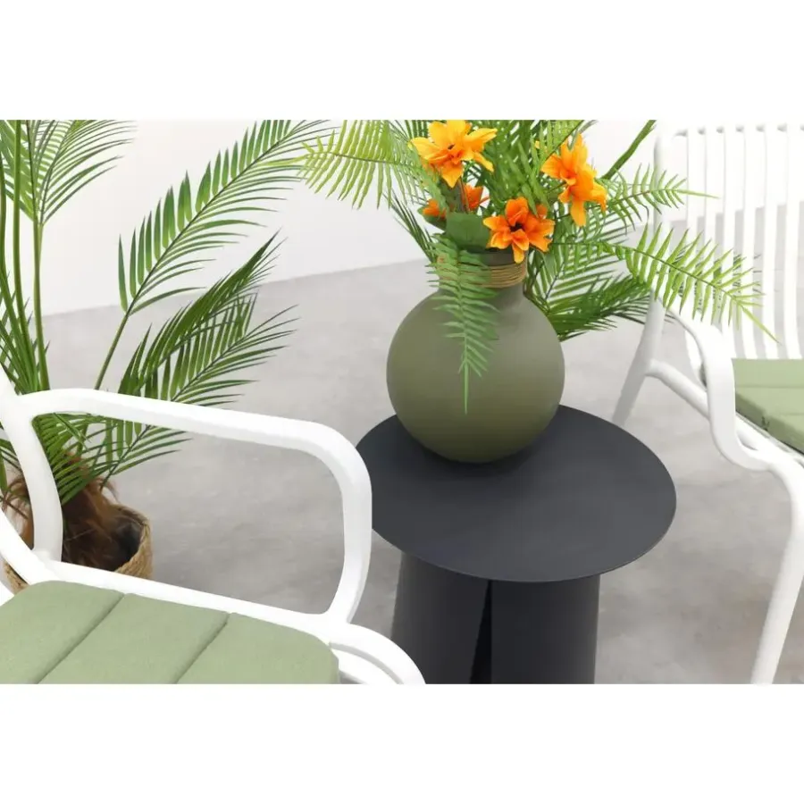 Bistro- & Balkonsets-Van der Garde Tuinmeubelen - Premium VDG Stripe/Velora loungestoelen set (3-delig) - Wit/Royal grey