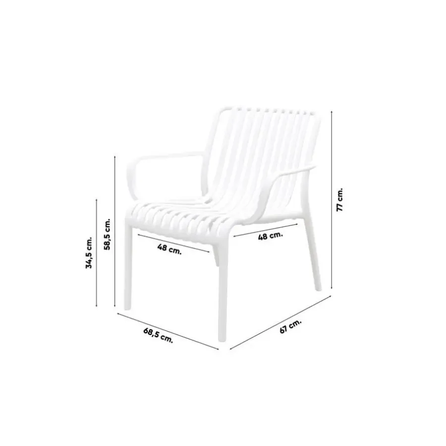 Bistro- & Balkonsets-Van der Garde Tuinmeubelen - Premium VDG Stripe/Velora loungestoelen set (3-delig) - Wit/Royal grey