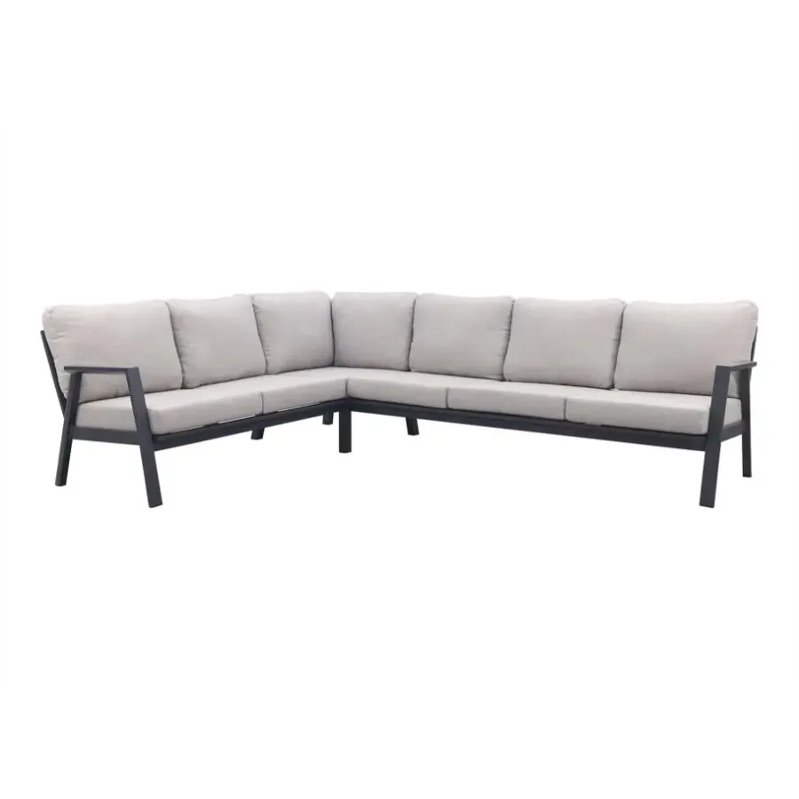 Loungesets-Van der Garde Tuinmeubelen - Premium VDG Viento/Atlanta hoek loungeset (4-delig) - Royal Grey/Antraciet