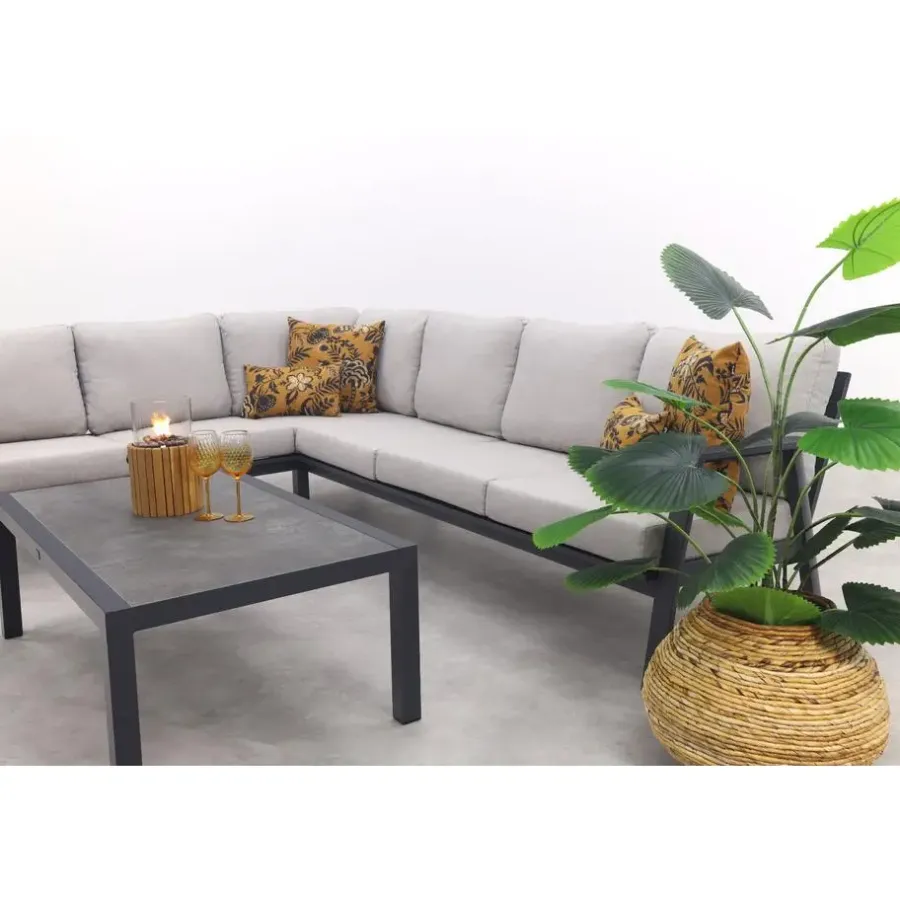 Loungesets-Van der Garde Tuinmeubelen - Premium VDG Viento/Atlanta hoek loungeset (4-delig) - Royal Grey/Antraciet