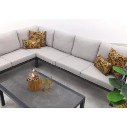 Loungesets-Van der Garde Tuinmeubelen - Premium VDG Viento/Atlanta hoek loungeset (4-delig) - Royal Grey/Antraciet