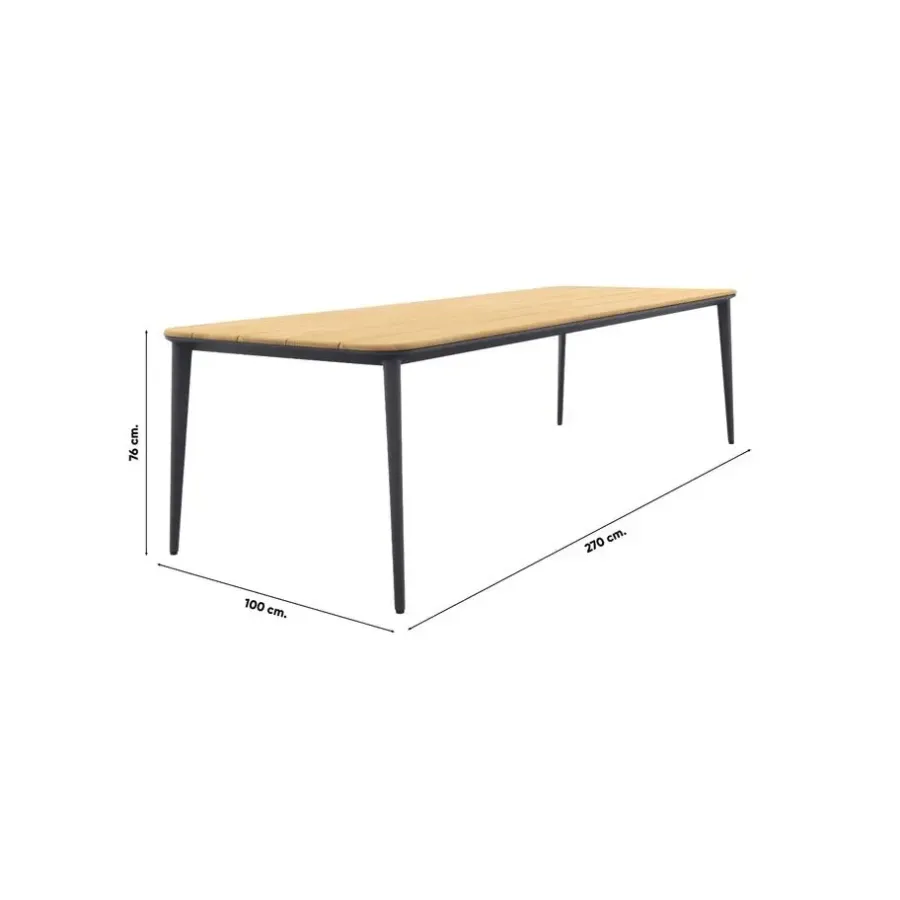 Tuintafels-Van der Garde Tuinmeubelen - Premium Vdgarde Premium Alaska tuintafel - teak/alu - antraciet - 270x100 cm
