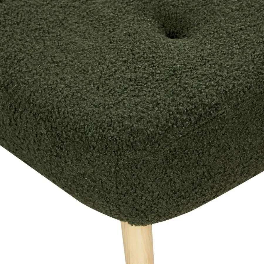 Fauteuils-Beliani VEJLE II - Fauteuil met hocker - Donkergroen - Bouclé