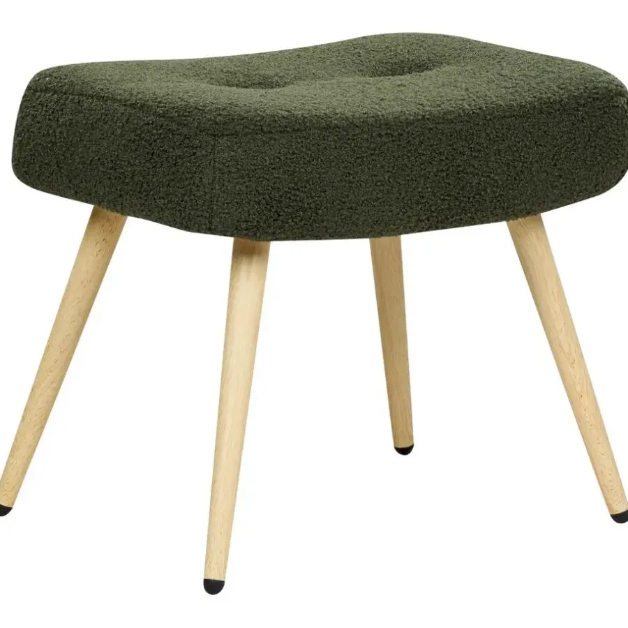 Fauteuils-Beliani VEJLE II - Fauteuil met hocker - Donkergroen - Bouclé