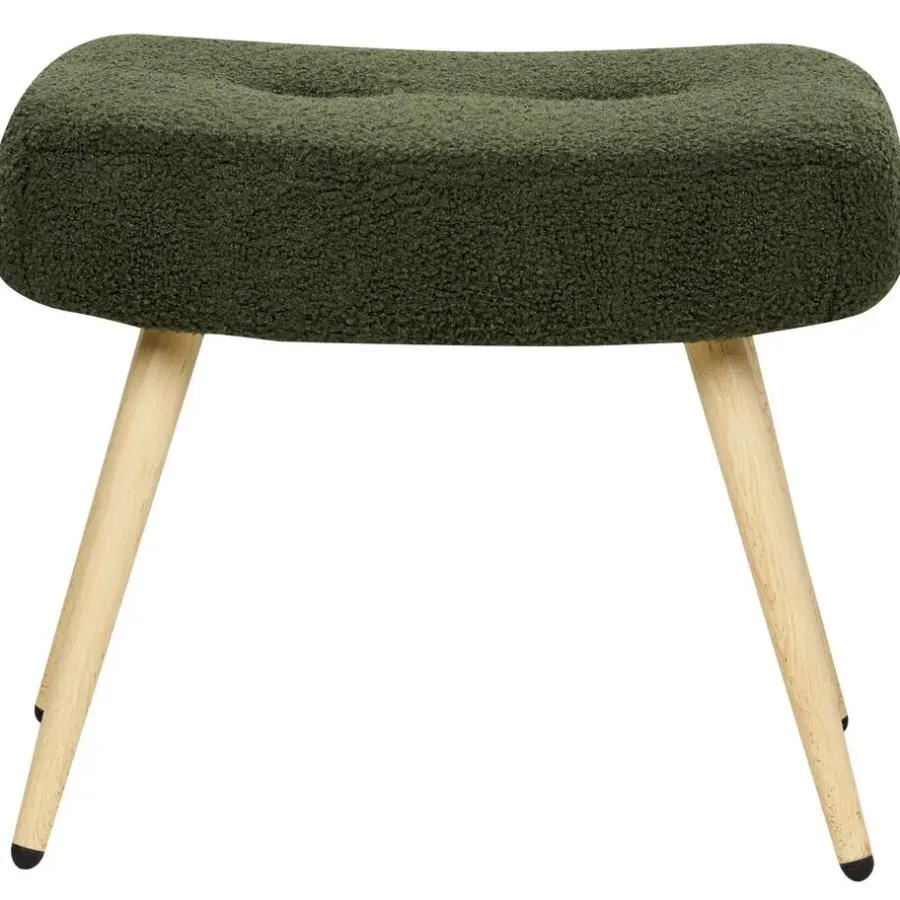 Fauteuils-Beliani VEJLE II - Fauteuil met hocker - Donkergroen - Bouclé