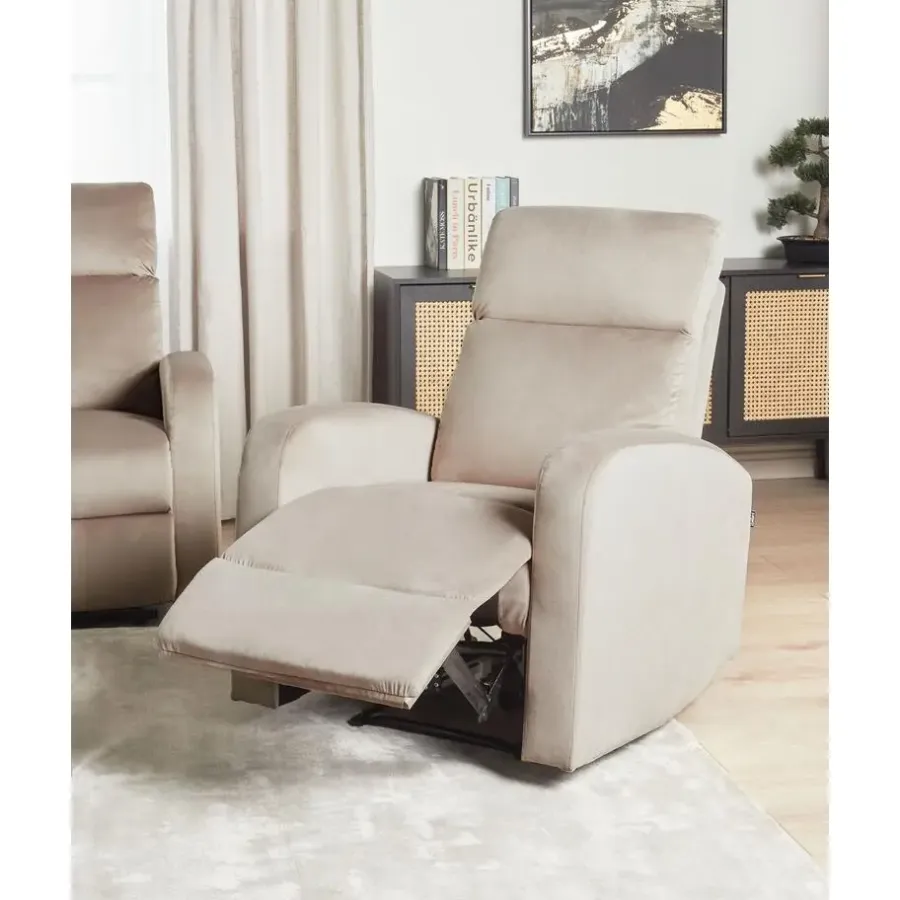 Fauteuils-Beliani VERDAL - Relaxfauteuil elektrisch - Beige - Fluweel