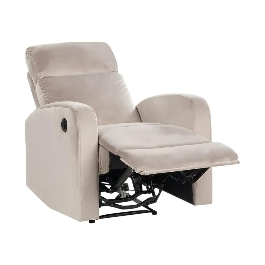Fauteuils-Beliani VERDAL - Relaxfauteuil elektrisch - Beige - Fluweel