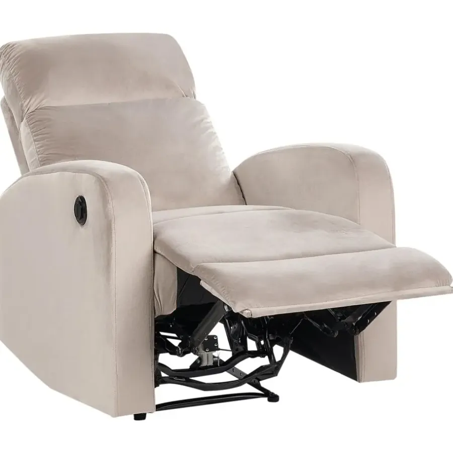 Fauteuils-Beliani VERDAL - Relaxfauteuil elektrisch - Beige - Fluweel