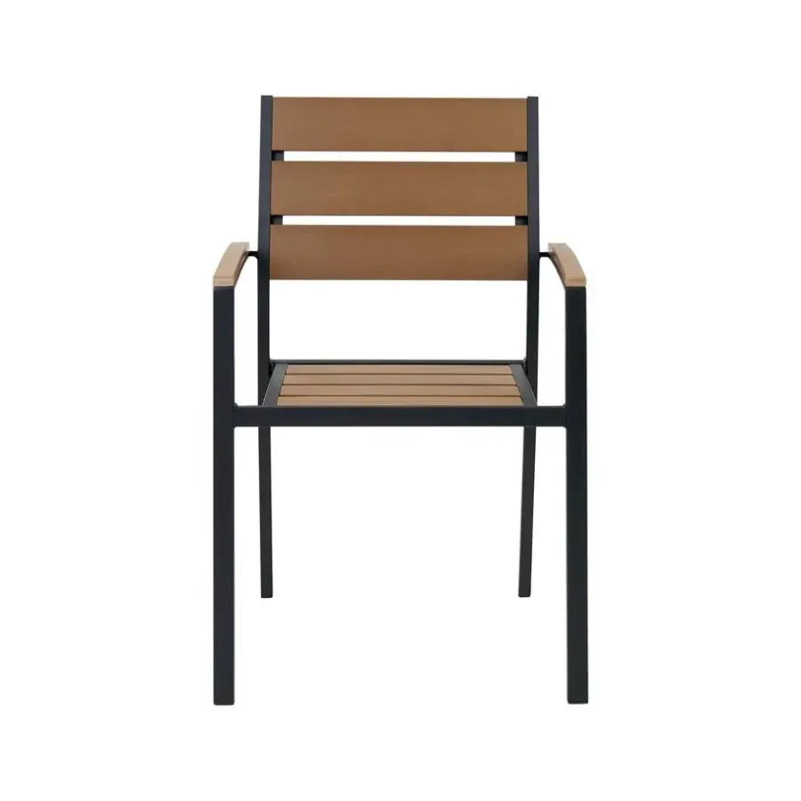 Beliani VERNIO - Tuinset voor 6 - Zwart/Bruin - Kunsthout
