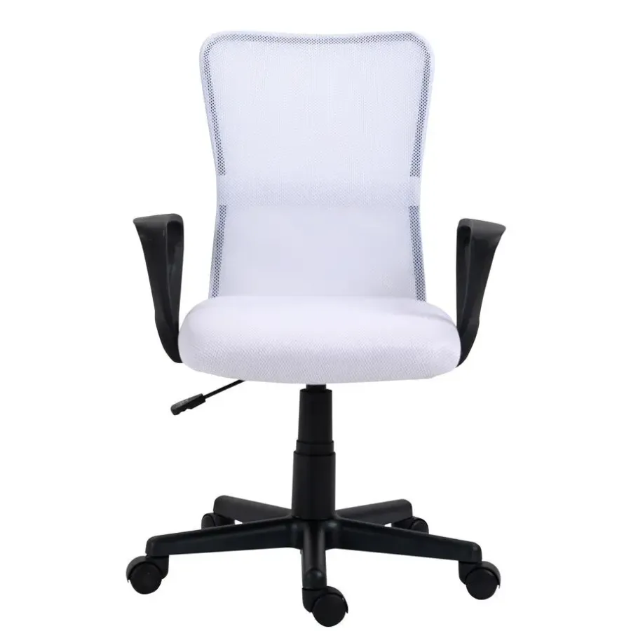 Bureaustoelen|Bureaustoelen-Nordlys Verstelbare witte stoffen bureaustoel