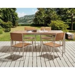 Beliani VIAREGGIO II - Tuintafel - Lichte houtkleur - 90 x 200 cm - Teakhout
