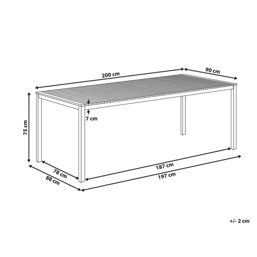 Beliani VIAREGGIO II - Tuintafel - Lichte houtkleur - 90 x 200 cm - Teakhout