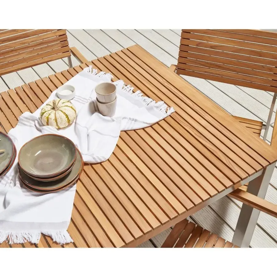 Beliani VIAREGGIO II - Tuintafel - Lichte houtkleur - 90 x 200 cm - Teakhout