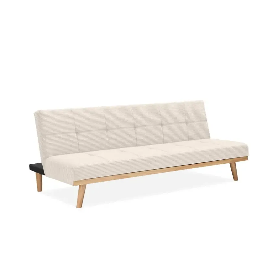 Dorel Home Vicky - 3-zits slaapbank met houten poten / crèmekleurige stof