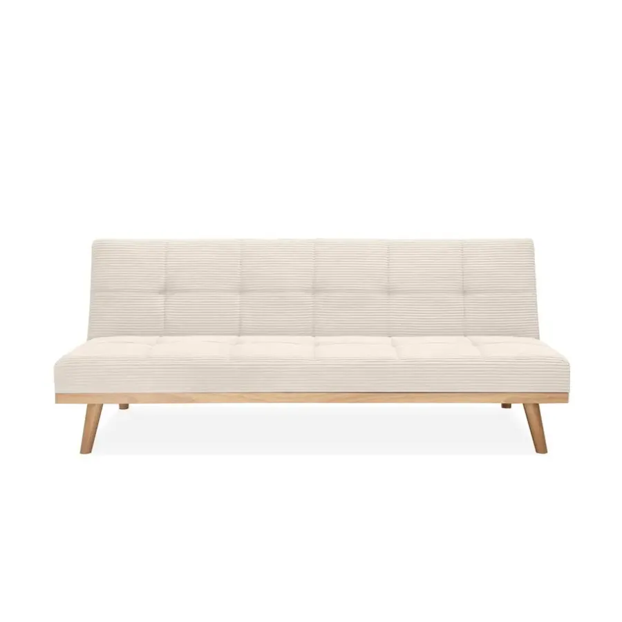 Dorel Home Vicky - 3-zits slaapbank met houten poten / crèmekleurige stof