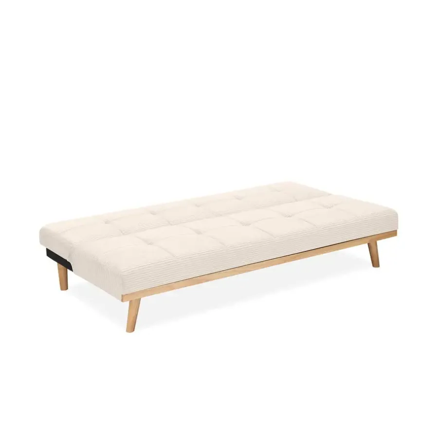 Dorel Home Vicky - 3-zits slaapbank met houten poten / crèmekleurige stof