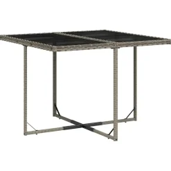 vidaXL - 9 delige Tuinset donkergrijs kussens 4 krukken - PE rattan - 110x106 cm