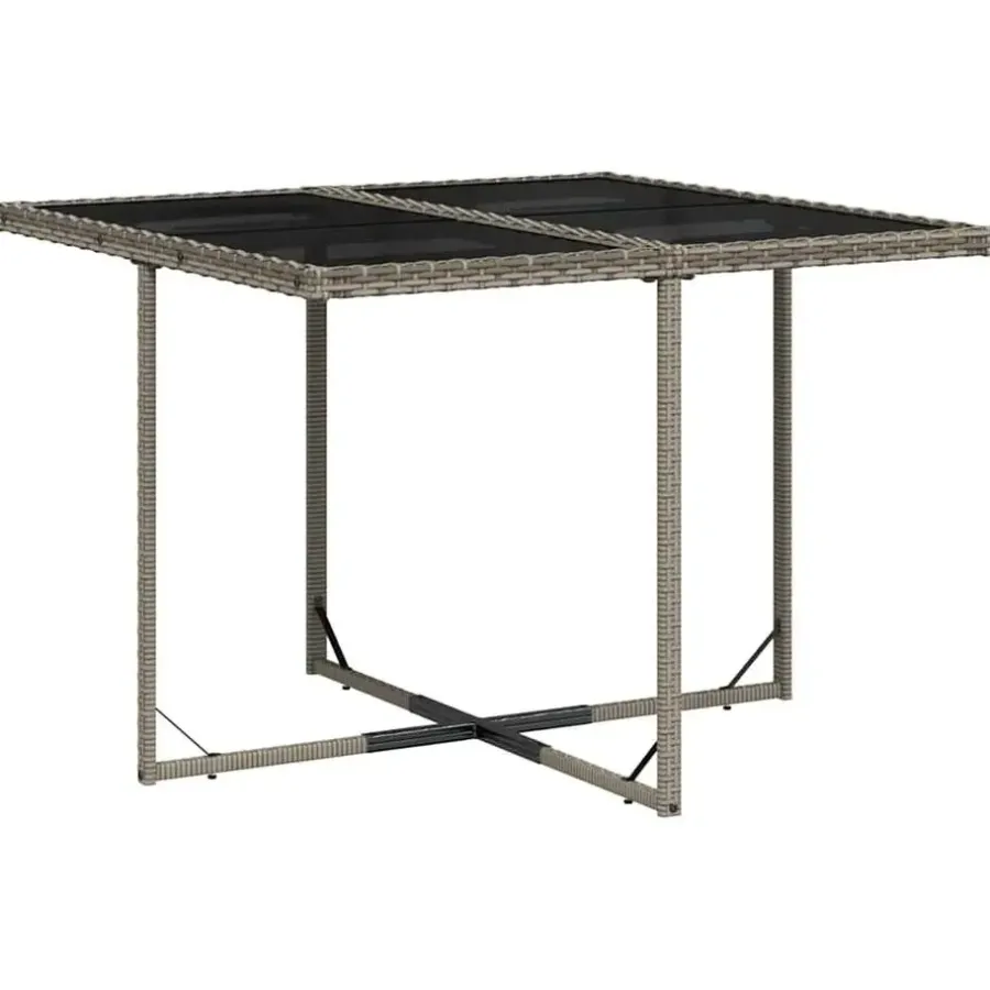 vidaXL - 9 delige Tuinset donkergrijs kussens 4 krukken - PE rattan - 110x106 cm