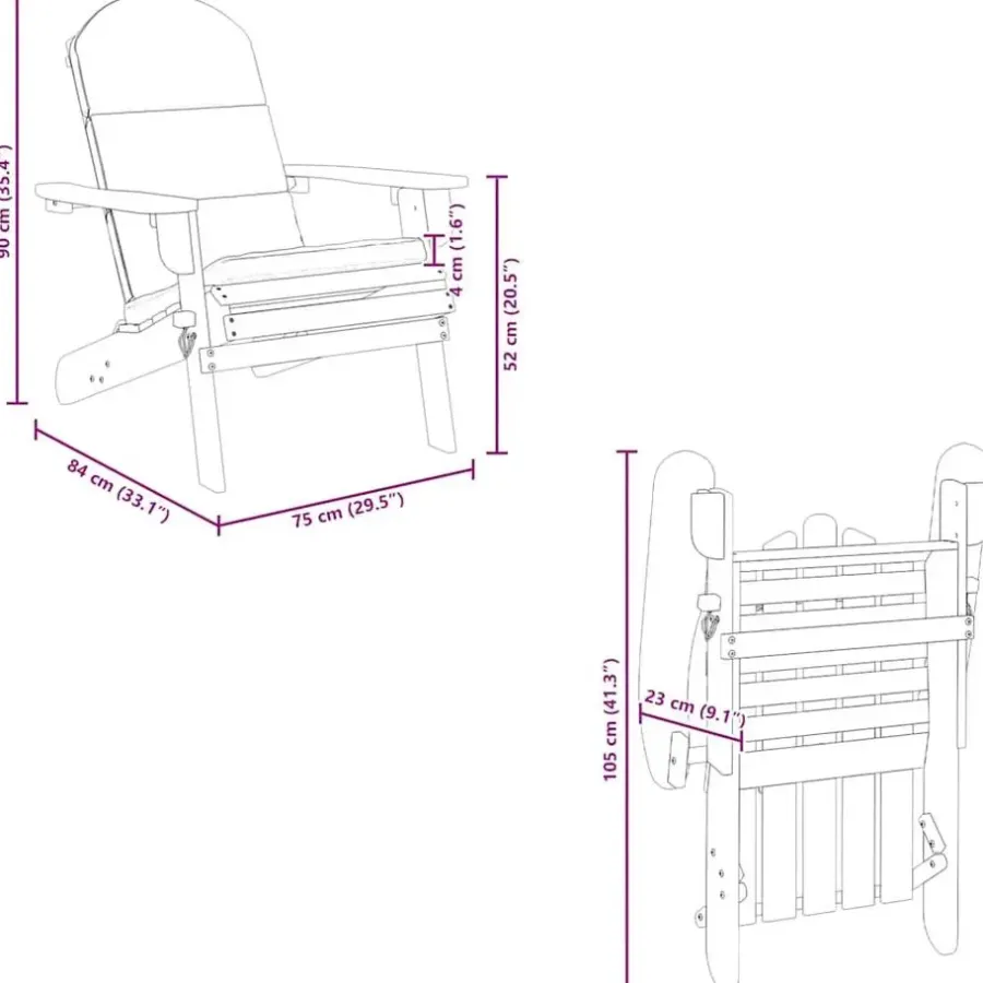 Tuinstoelen-vidaXL - Adirondack tuinstoel - Kussens - Bruin - Acaciahout - 75x84x90 cm