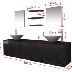 Badmeubelsets-vidaXL - Badkamer Meubel - Zwart - Bewerkt hout