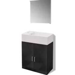 Badmeubelsets-vidaXL - Badkamer Meubel - Zwart - Bewerkt hout