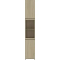 Hoge Kasten-vidaXL - Badkamerkast - Bruin - Bewerkt hout - 30 x 30 x 183.5 cm