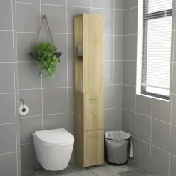 Hoge Kasten-vidaXL - Badkamerkast - Bruin - Bewerkt hout