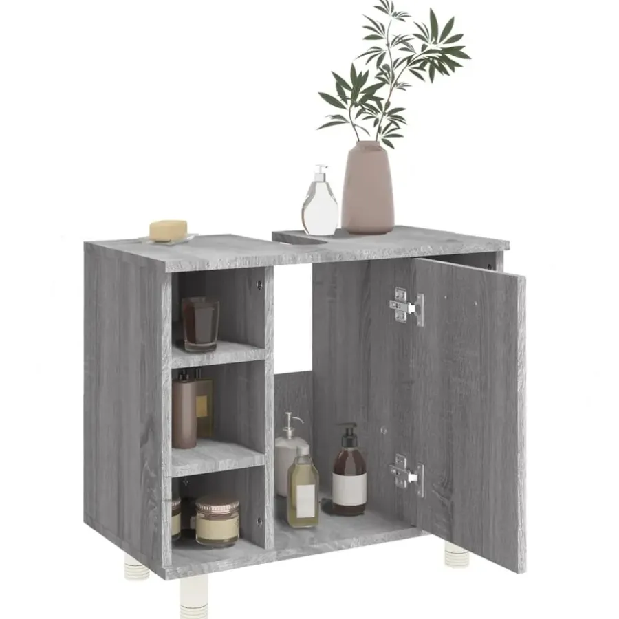 vidaXL - Badkamerkast - Grijs - Bewerkt hout